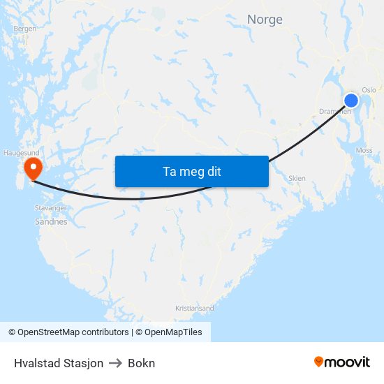 Hvalstad Stasjon to Bokn map