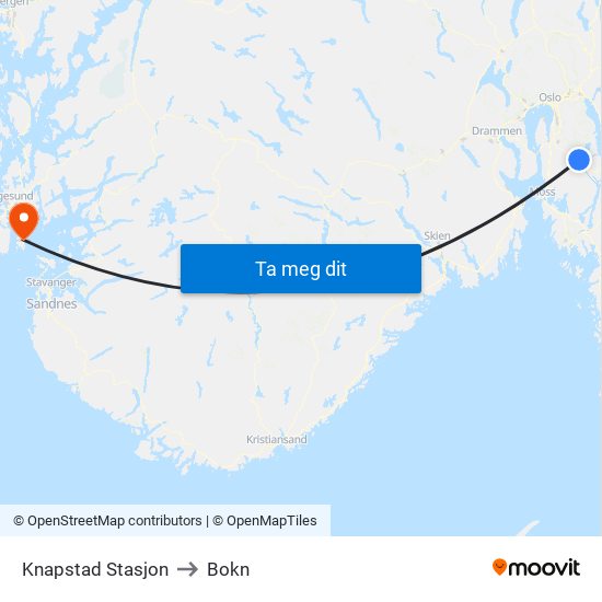 Knapstad Stasjon to Bokn map