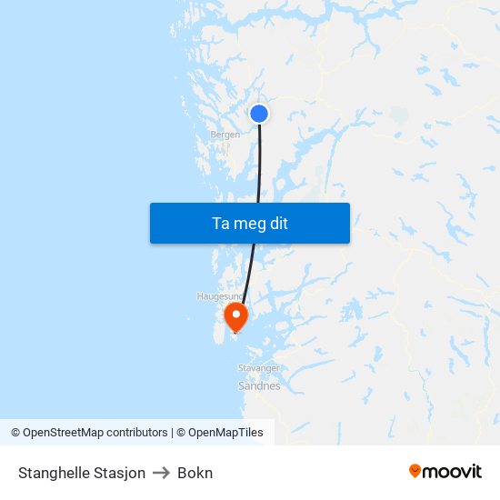Stanghelle Stasjon to Bokn map