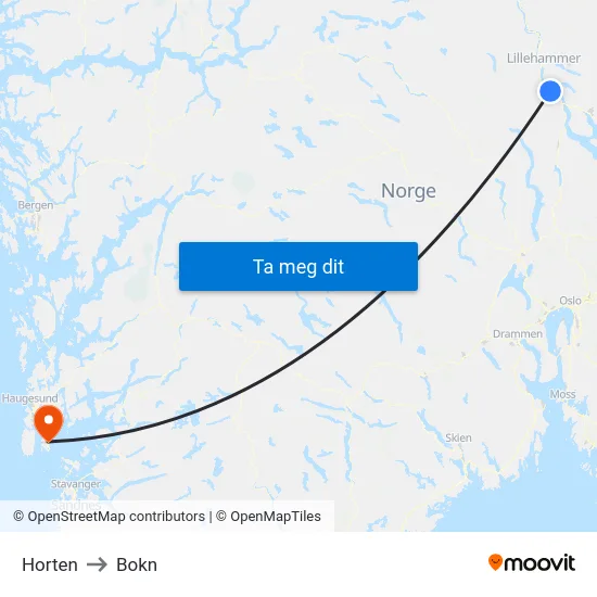 Horten to Bokn map