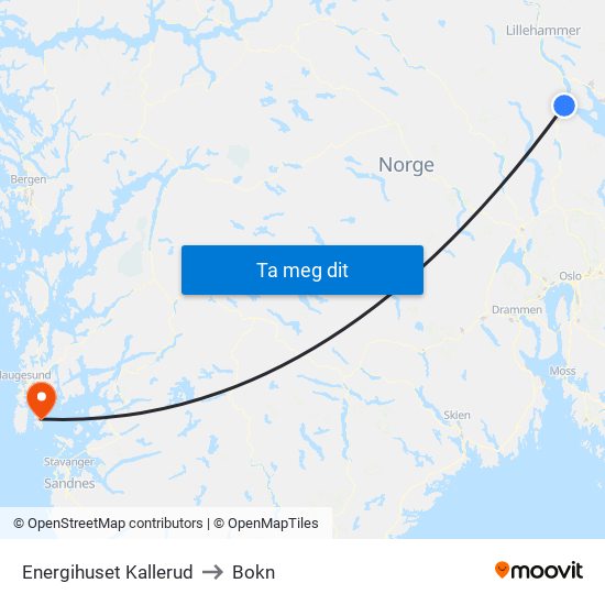 Energihuset Kallerud to Bokn map