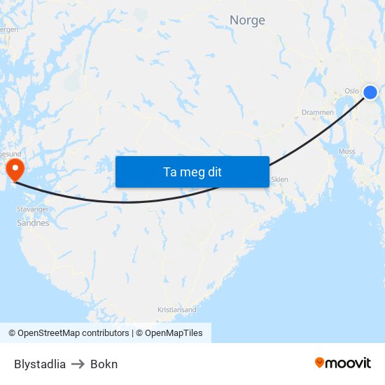 Blystadlia to Bokn map