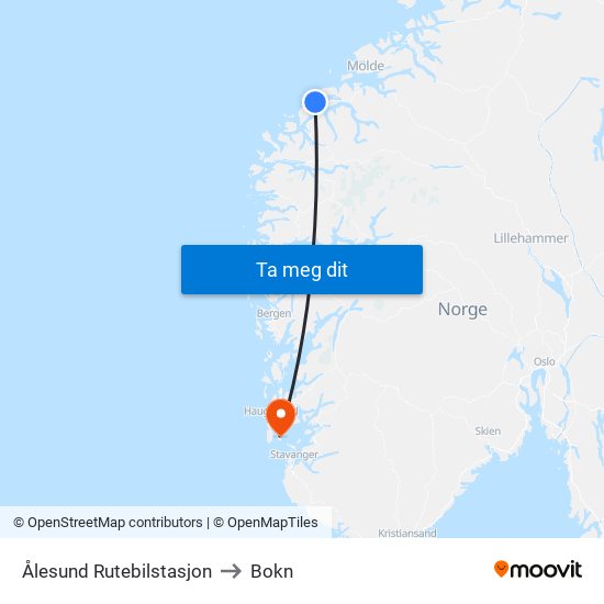 Ålesund Rutebilstasjon to Bokn map