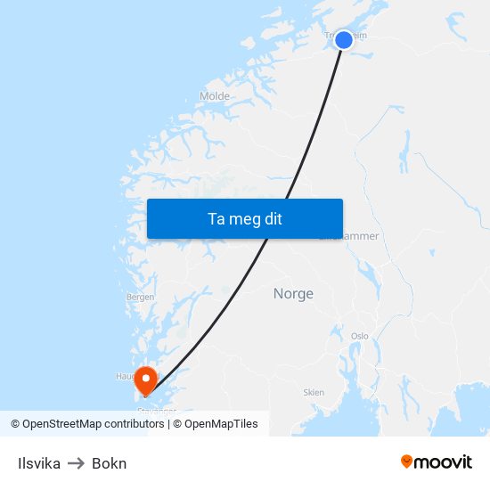 Ilsvika to Bokn map