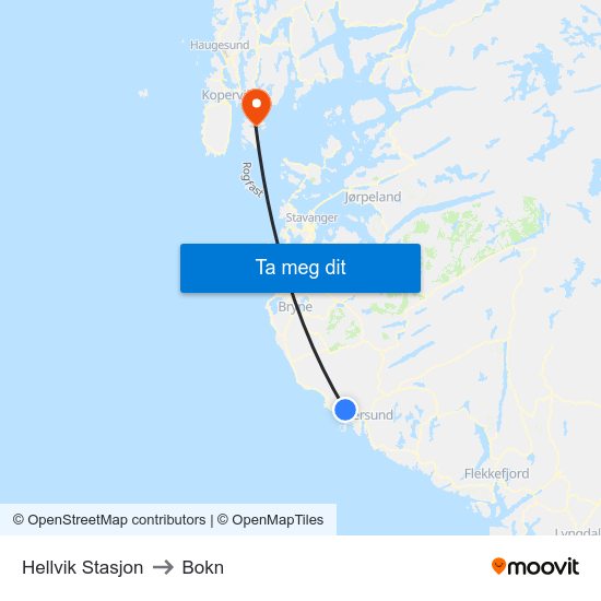 Hellvik Stasjon to Bokn map