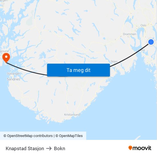 Knapstad Stasjon to Bokn map