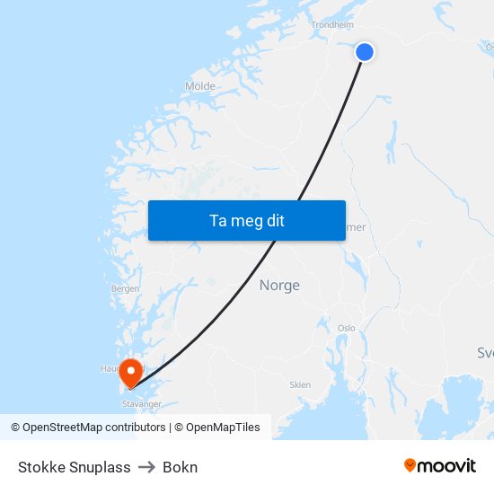 Stokke Snuplass to Bokn map