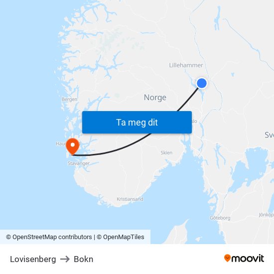 Lovisenberg to Bokn map