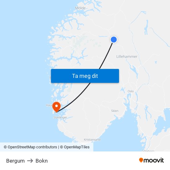 Bergum to Bokn map