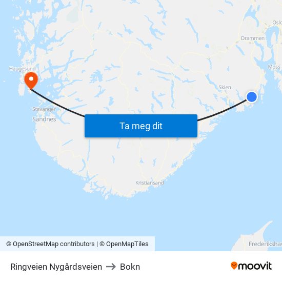 Pindsle Ringveien to Bokn map