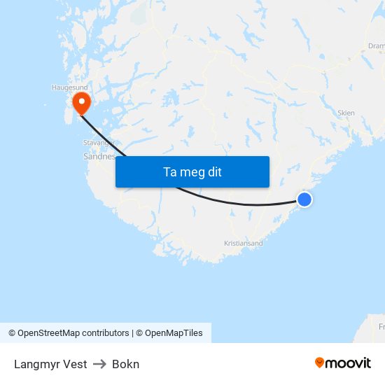 Langmyr Vest to Bokn map