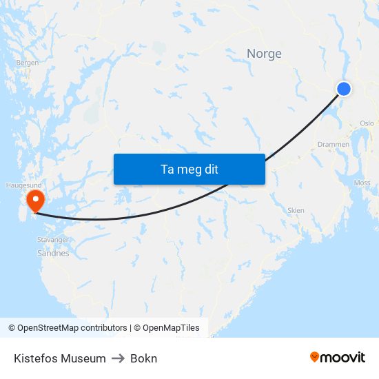 Kistefos Museum to Bokn map
