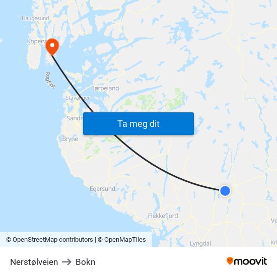 Nerstølveien to Bokn map