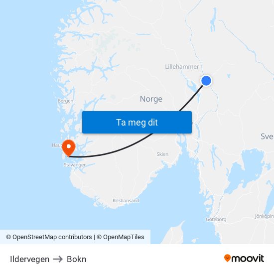 Ildervegen to Bokn map