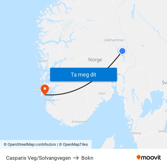 Casparis Veg/Solvangvegen to Bokn map