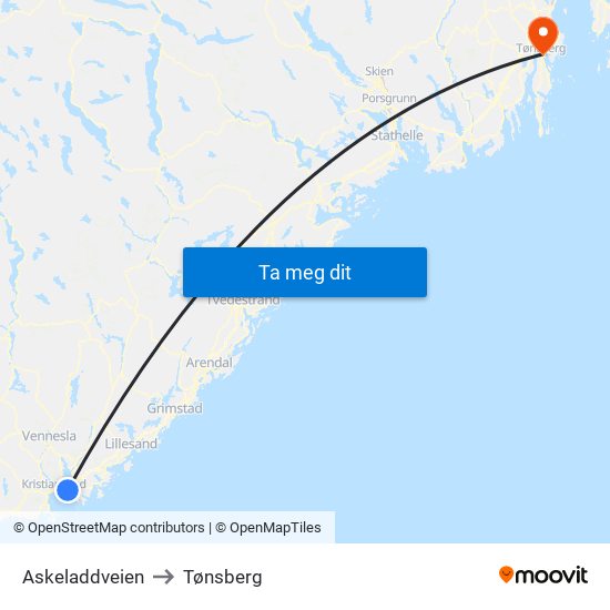 Askeladdveien to Tønsberg map