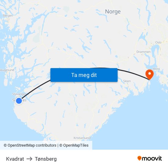 Kvadrat to Tønsberg map