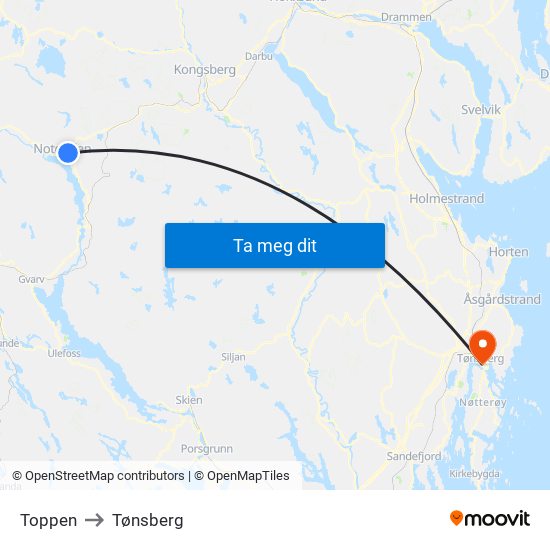 Toppen to Tønsberg map