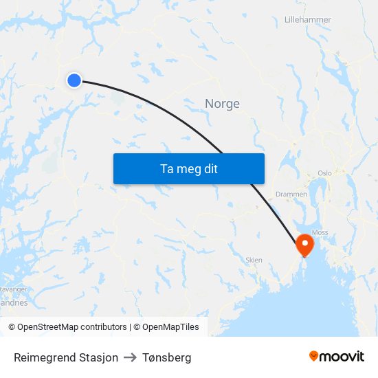 Reimegrend Stasjon to Tønsberg map