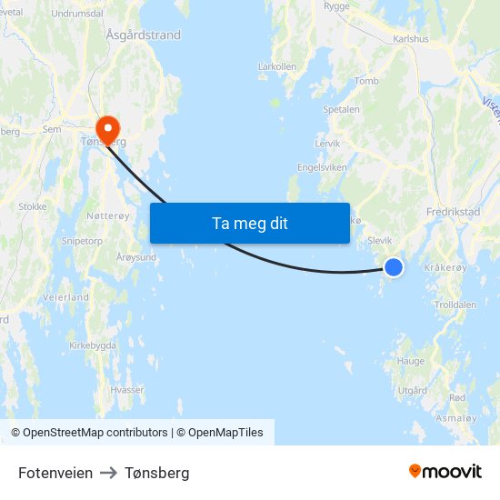 Fotenveien to Tønsberg map