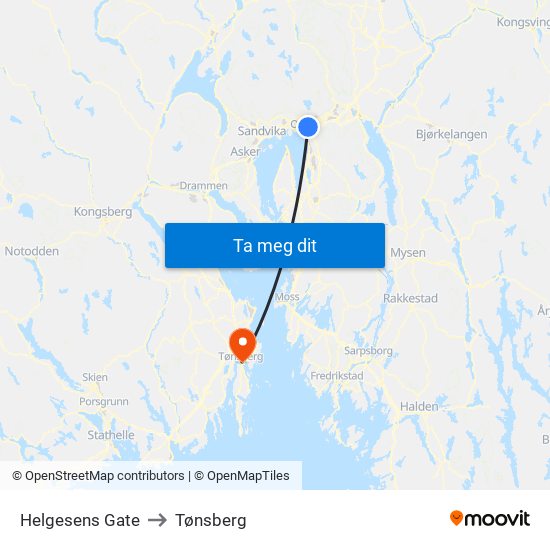 Helgesens Gate to Tønsberg map