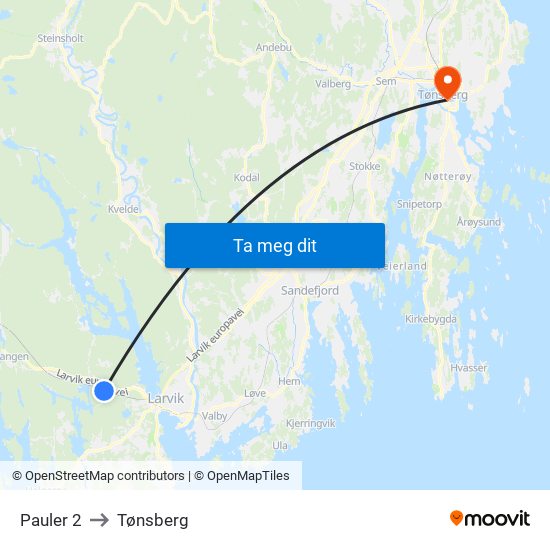Pauler 2 to Tønsberg map