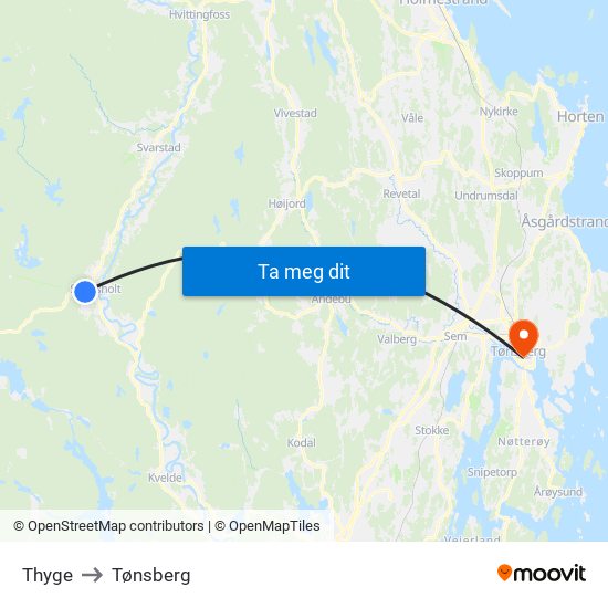Thyge to Tønsberg map