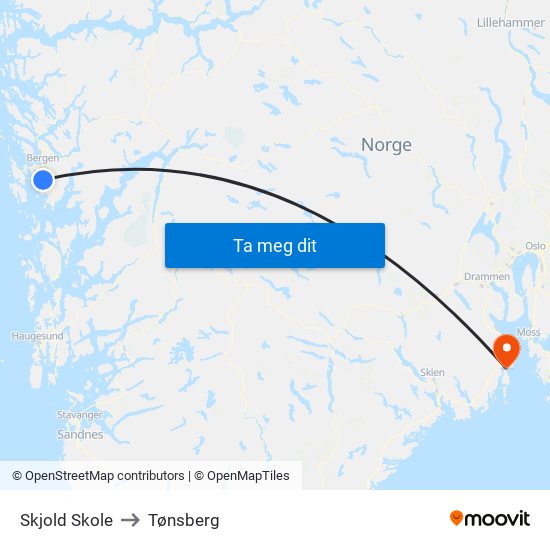 Skjold Skole to Tønsberg map