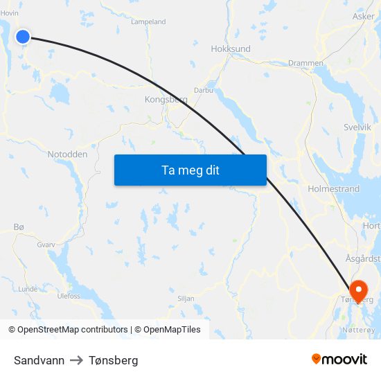 Sandvann to Tønsberg map