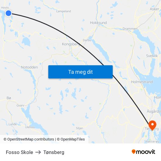 Fosso Skole to Tønsberg map