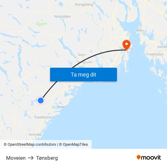 Moveien to Tønsberg map