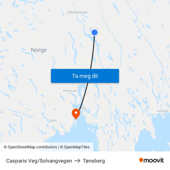 Casparis Veg/Solvangvegen to Tønsberg map