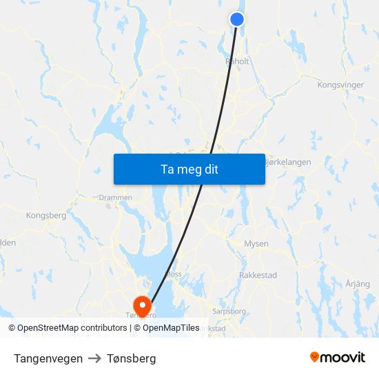 Tangenvegen to Tønsberg map