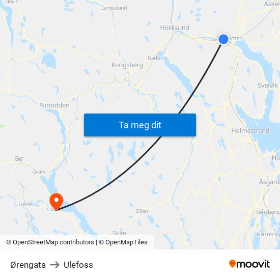 Ørengata to Ulefoss map