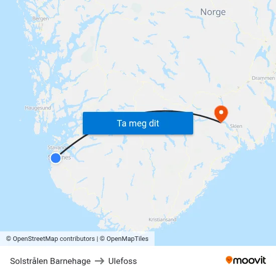 Solstrålen Barnehage to Ulefoss map