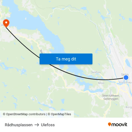 Rådhusplassen to Ulefoss map