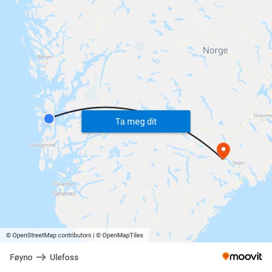 Føyno to Ulefoss map