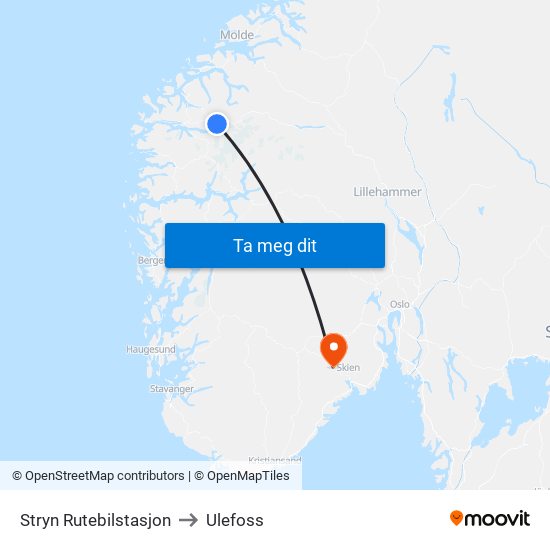 Stryn Rutebilstasjon to Ulefoss map