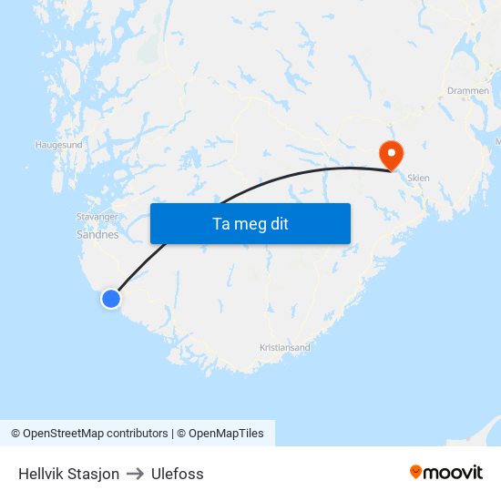 Hellvik Stasjon to Ulefoss map