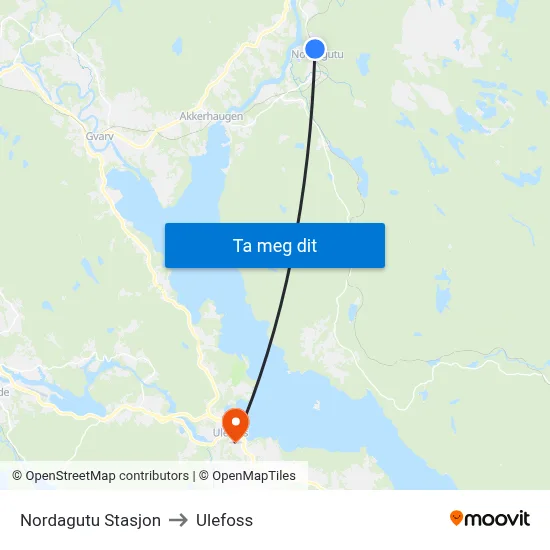 Nordagutu Stasjon to Ulefoss map