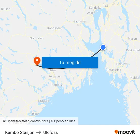 Kambo Stasjon to Ulefoss map