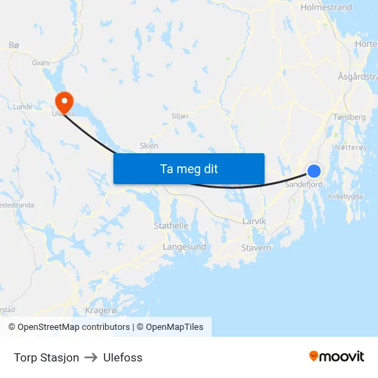 Torp Stasjon to Ulefoss map