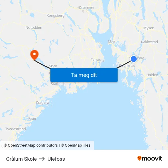 Grålum Skole to Ulefoss map