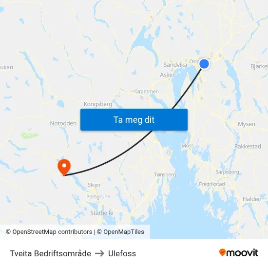 Tveita Bedriftsområde to Ulefoss map