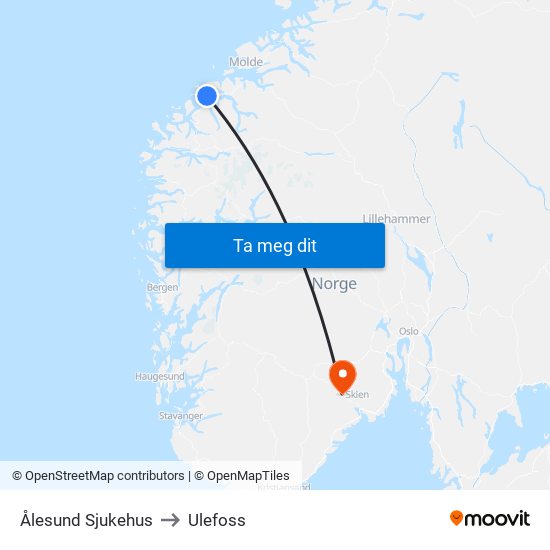 Ålesund Sjukehus to Ulefoss map