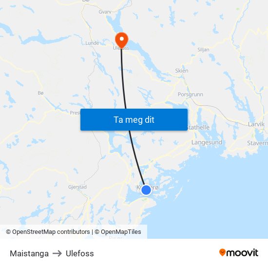 Maistanga to Ulefoss map