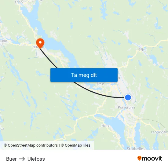 Buer to Ulefoss map