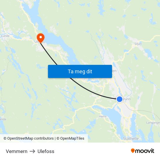 Vemmern to Ulefoss map