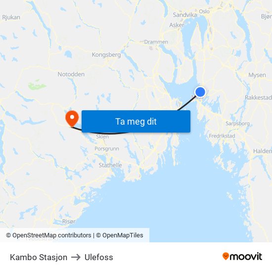 Kambo Stasjon to Ulefoss map