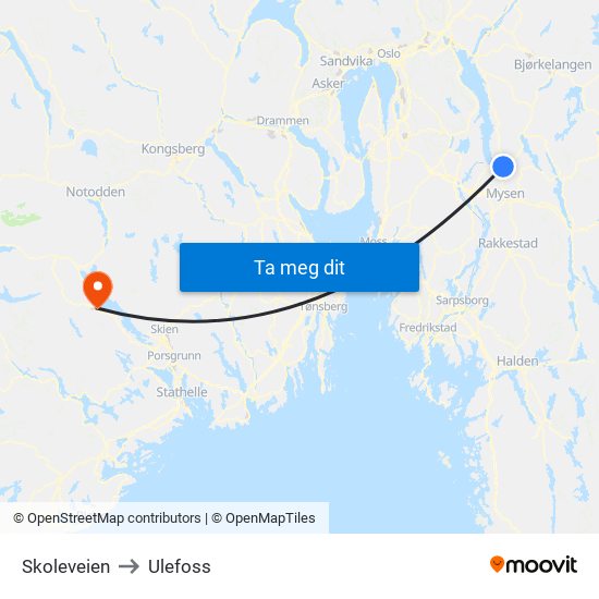 Skoleveien to Ulefoss map